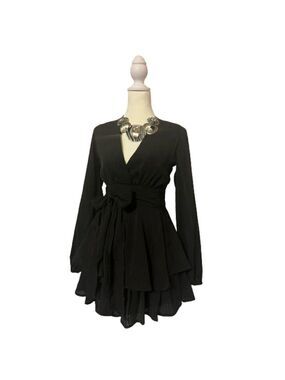 Princess Polly Black Plaid Ruffle Romper Size 2